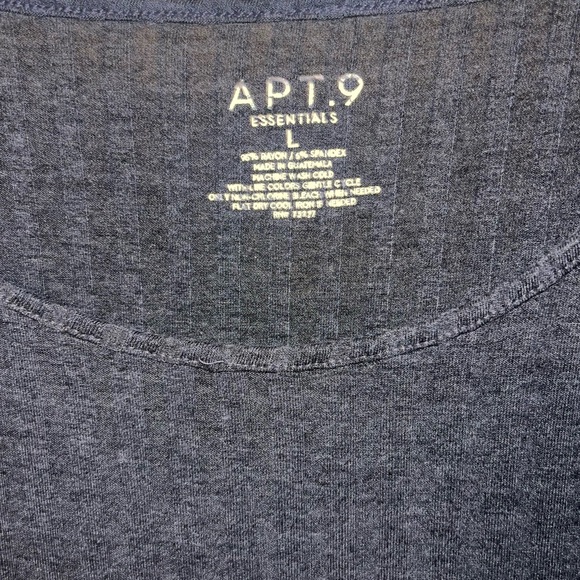 LAST CALL Apt. 9 Gray Ribbed Casual Swoop Neck 3/4 Sleeve Lightweight Top Size L - Picture 6 of 6